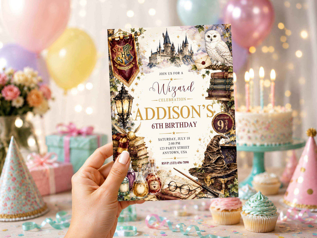 Wizarding School Birthday Invitation Template | Editable